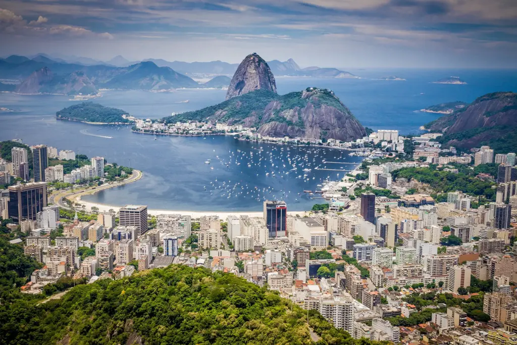 Sugarloaf Mountain and Botafogo Bay from above