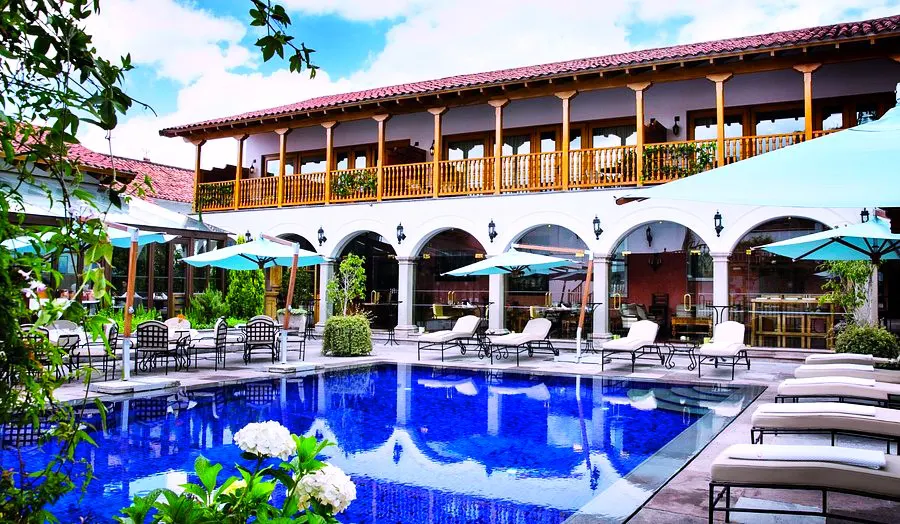 The heated outdoor pool of Belmond Palacio Nazarenas in Cusco