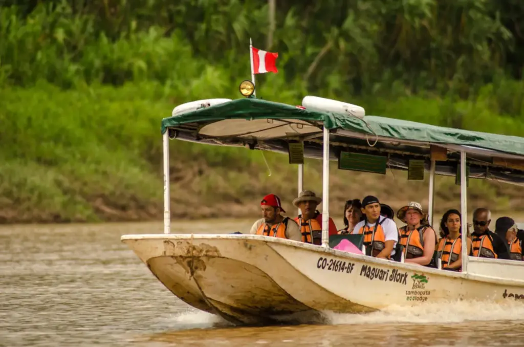 A boat trip on a river in the Peruvian Amazon