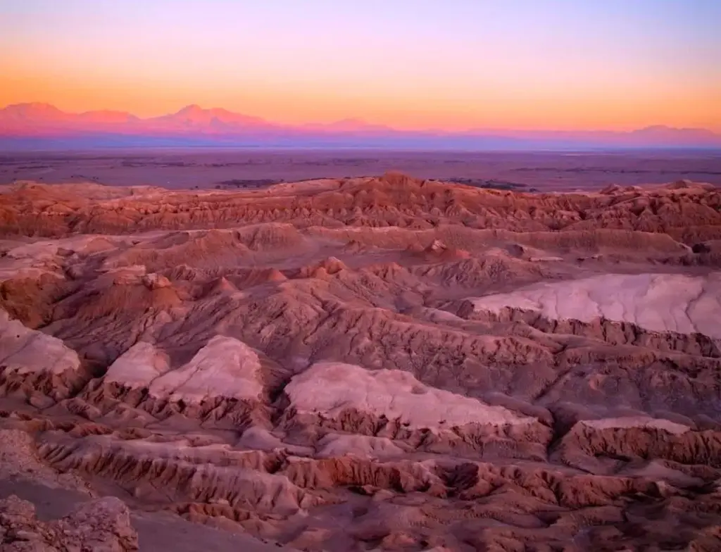 The Valley of the Moon at sunset, near San Pedro de Atacama